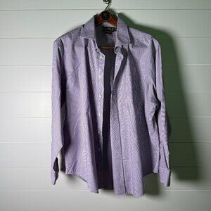 Lauren Ralph Lauren Button Up Long Sleeve Sz 17 1/2 34/35 Purple White Check